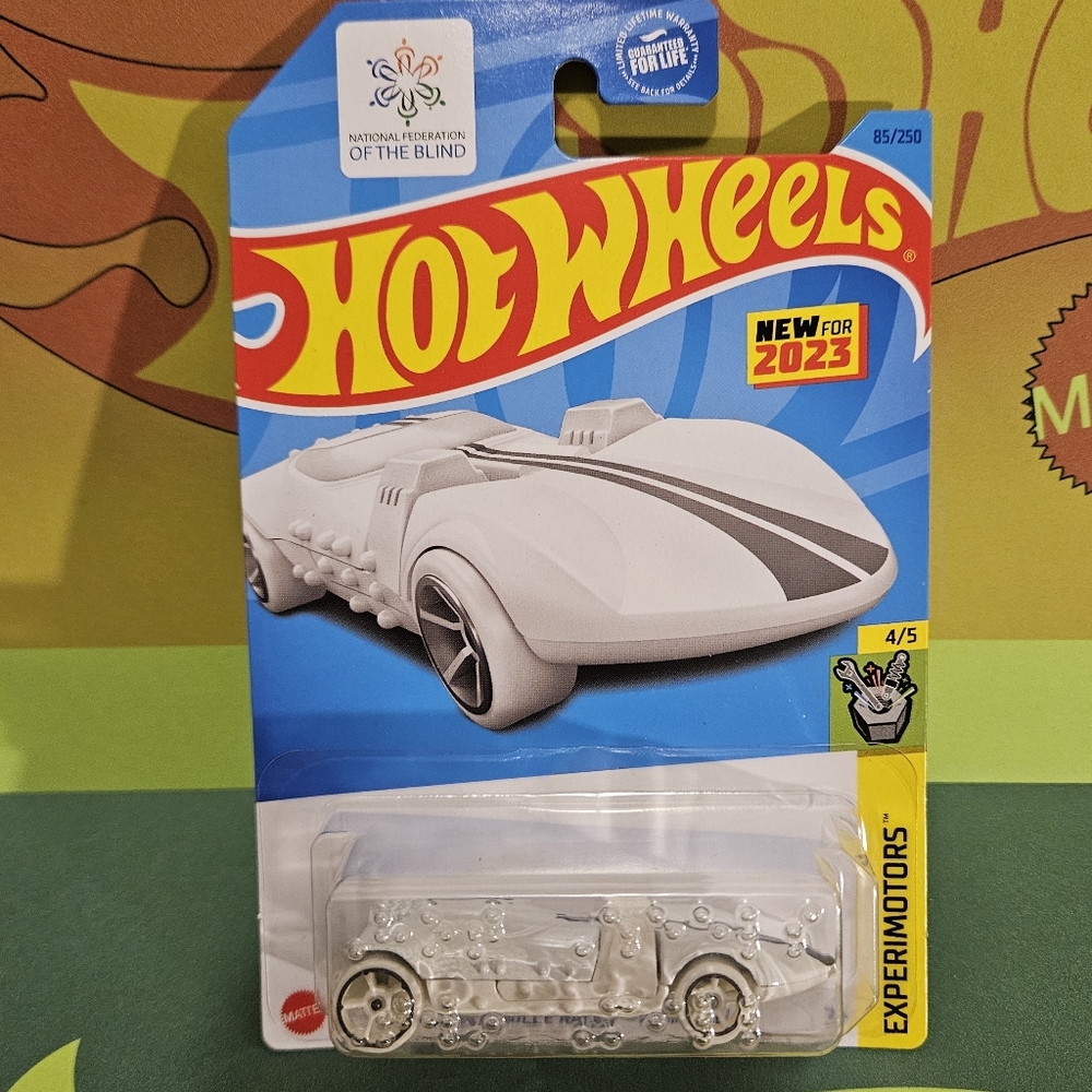 HotWheels White Braille Racer Twin-Mill Car